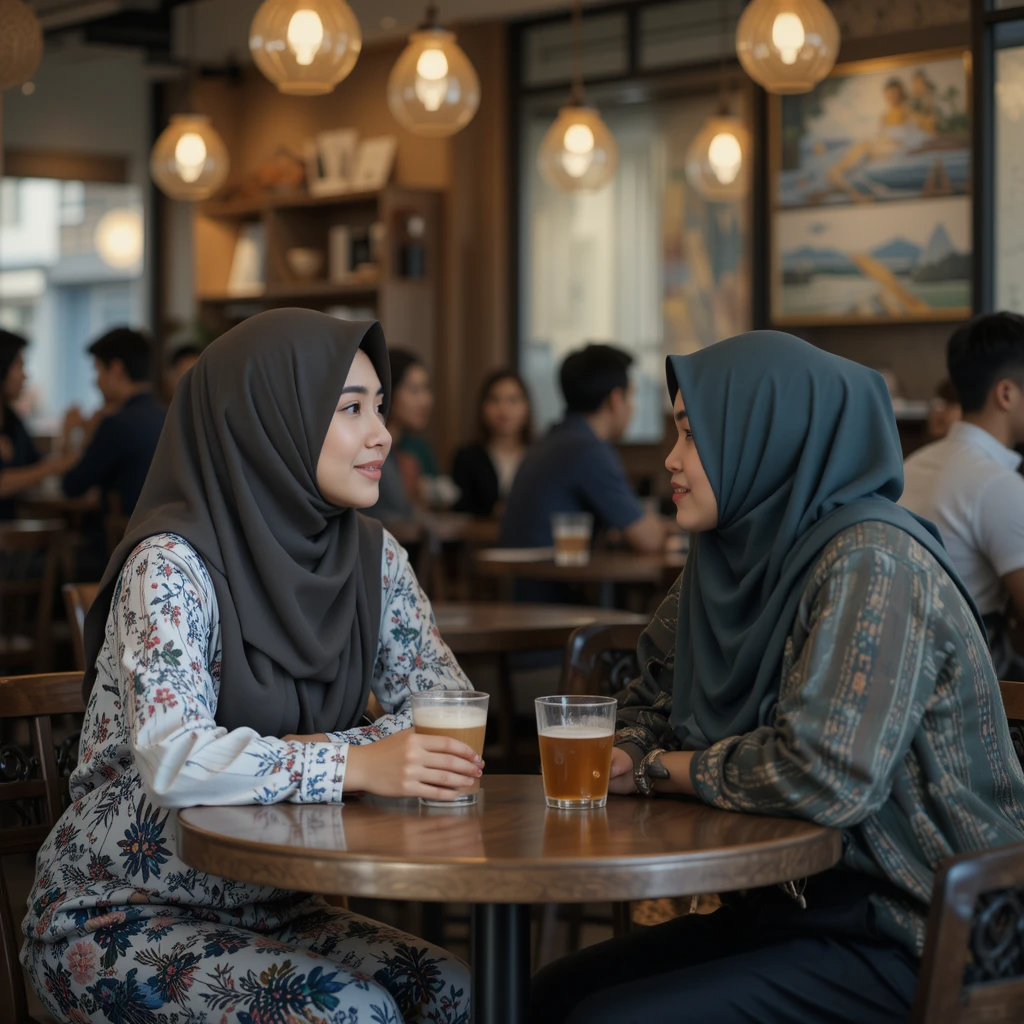 perempuan merekomendasikan kafe kepada temannya